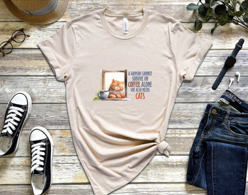 Coffee & Cats T-shirt, Cat Lover Gift, Funny Cat Shirt, Summer Shirt, Cat Shirt For Kids, Funny Cat Shirt, Shirt For Cat Lover